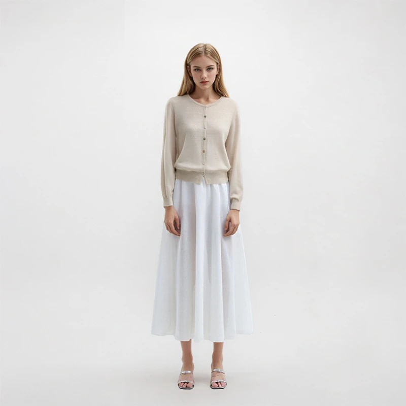 

Comfortable Round Neck Long Sleeved Single Breasted Sweater Jacket Knitted Cardigan Thin Women's Clothing