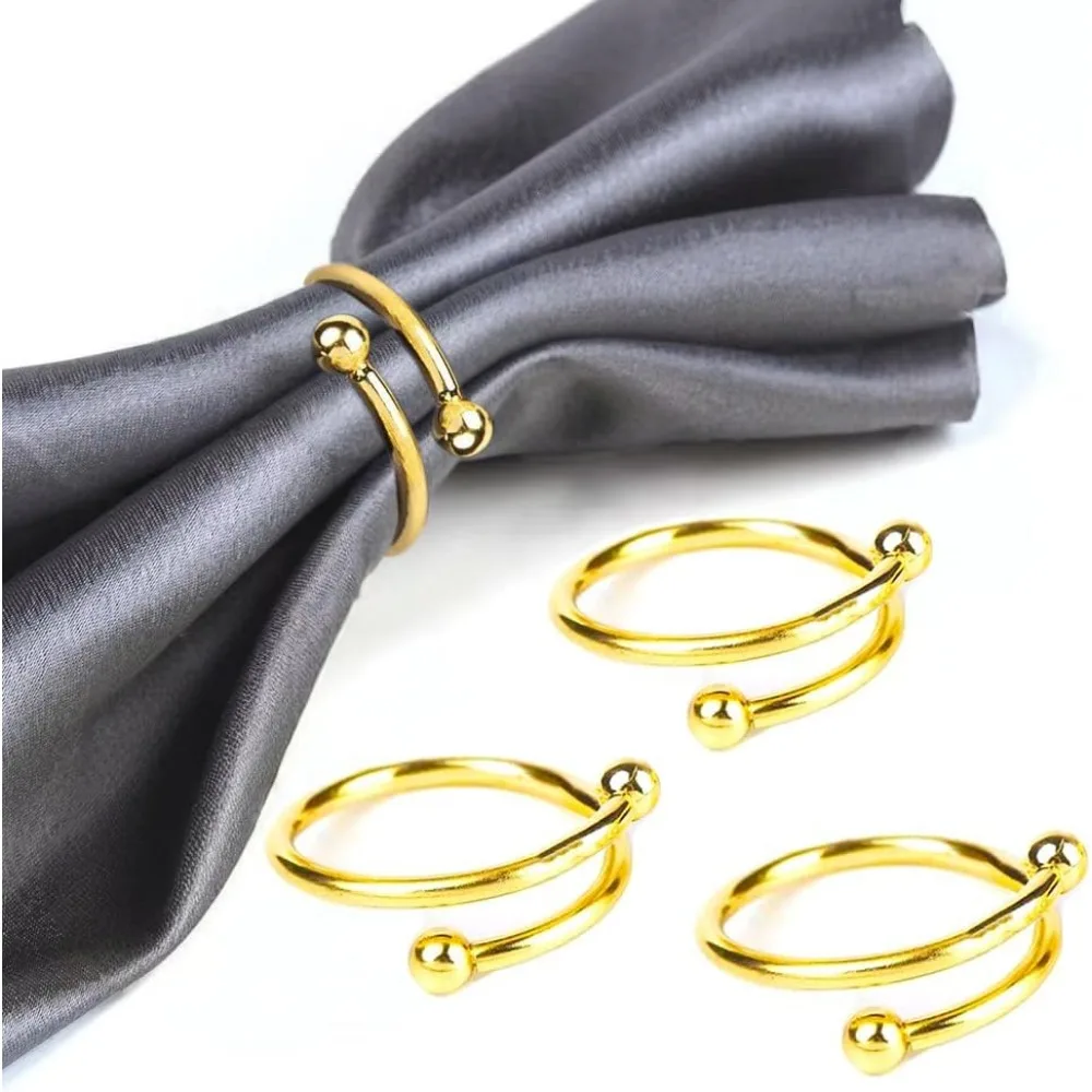 

8 Pcs Gold Napkin Rings - Round Ring,Stainless Steel Rings,Metal Napkin Ring for Table Settings Wedding Christmas