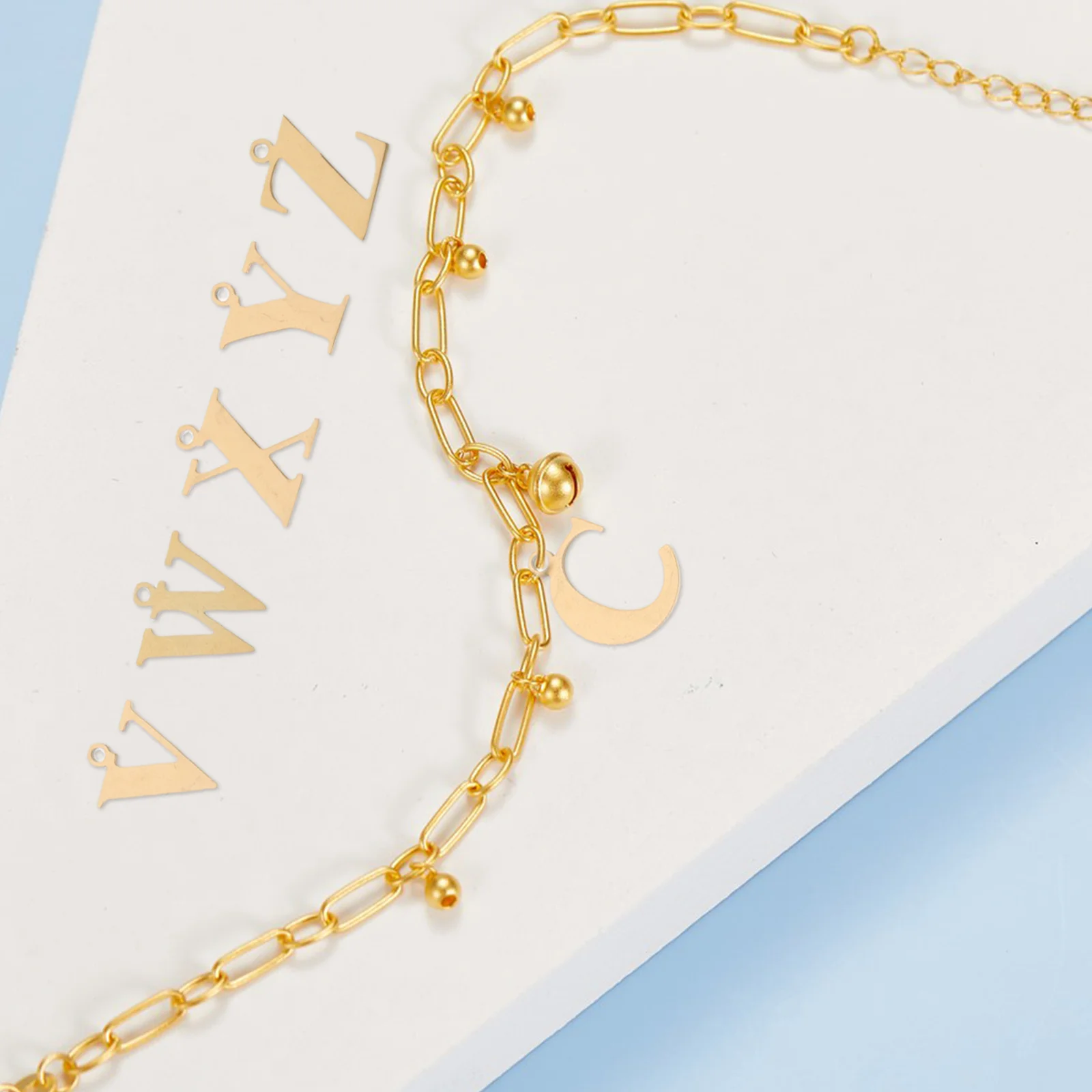 26Pcs Stainless Steel Alphabet Letter Charms DIY Jewelry Pendants for Necklaces Bracelets Keychains Words Dangle Charms Pendant