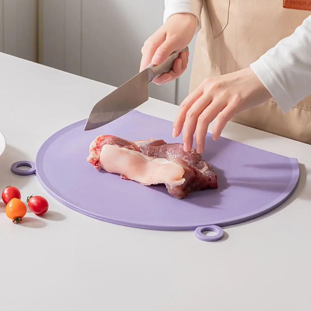 Food Grade TPU Cutting Board Anti-Mold Anti-Bacterial Semi-Circular Cutting Board Non-Slip Back Drainer Kitchen Chopping Block