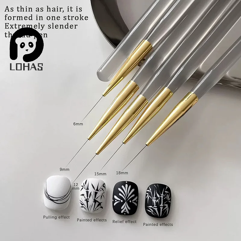 5 個のアクリルネイルアートブラシマニキュアジェル用ホワイトハンドル描画ドットストライプパターン DIY クリエイティブクラフトネイルアートペン