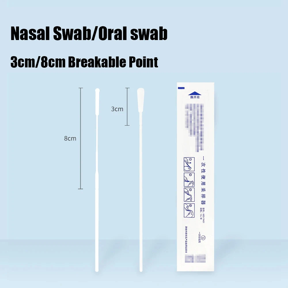 Hisopo Nasal desechable de algodón flocado, colección de muestras, hisopo Oral nasofaríngeo, prueba de laboratorio, 100 piezas