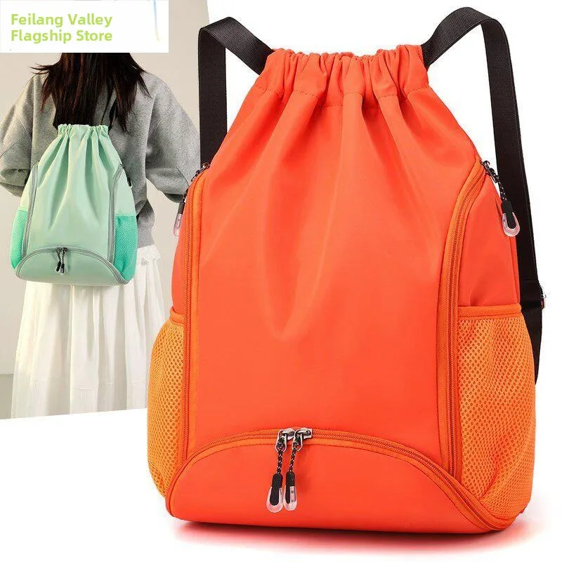 

New Fashionable Badminton Bag Women's Large Capacity Sport Drawstring Backpack Lightweight Simple Leisure Shoulder Bag