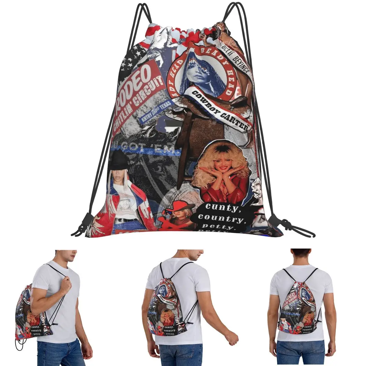 

Рюкзаки Beyonce Cowboy Carter Tour, модные портативные сумки на шнурке, спортивная сумка, сумки для книг для мужчин и женщин, школьные