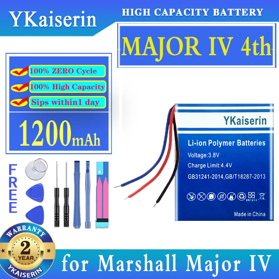 

Запасной аккумулятор ykaisсеребрин на 1200 мА · ч, основной 4й для гарнитуры Marshall MAJOR IV