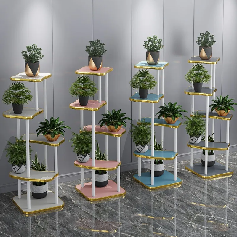 Light luxury solid wood flower rack balcony succulent green dill living room floor-to-ceiling flower table flower pot plant rack