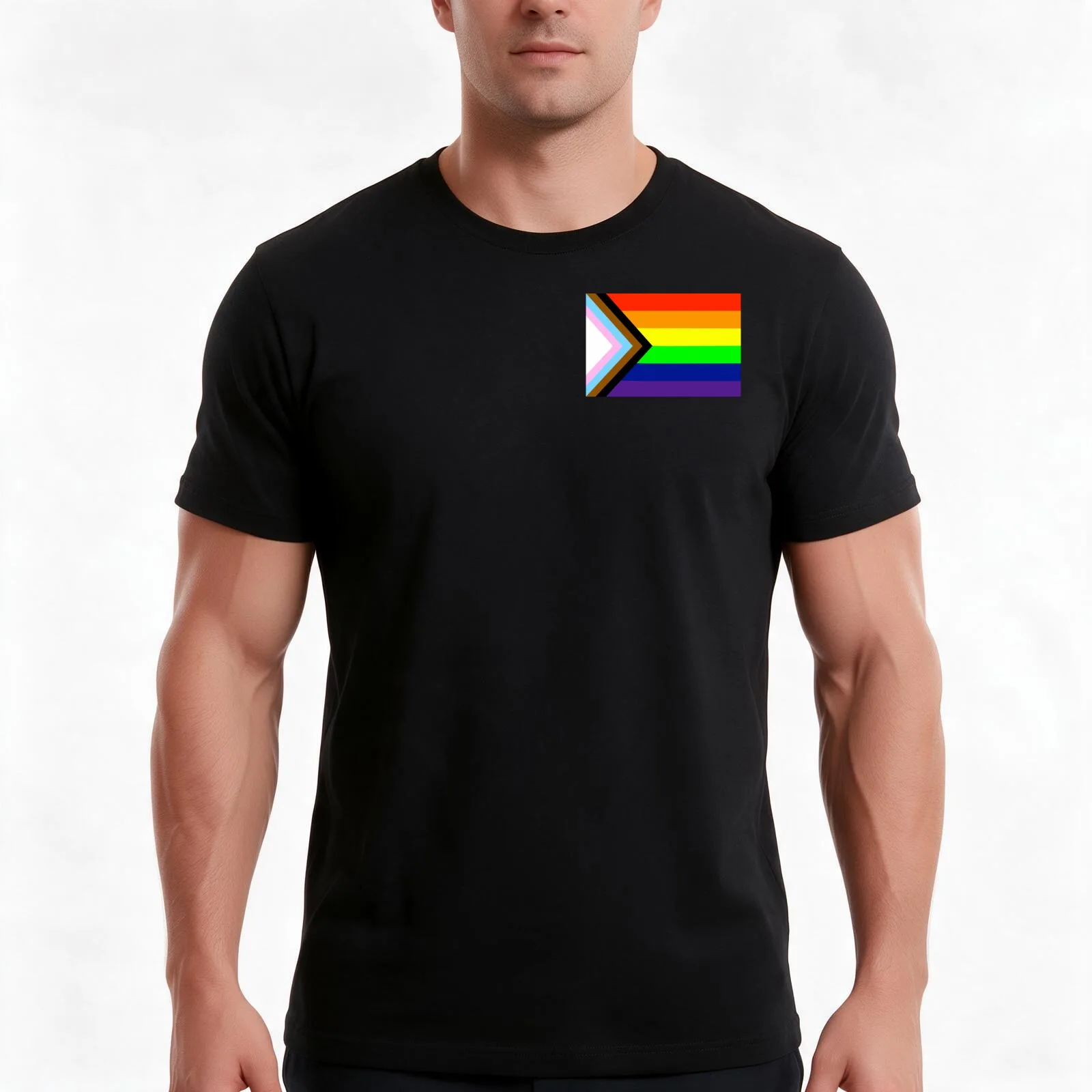 inclusive progress pride flag! T-Shirt, Summer Casual Cotton Tee, Oversized Streetwear Tops, Vintage Graphic Print, 100% Cotton