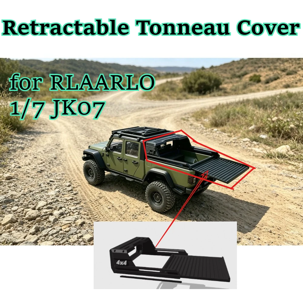 RC car hobby Retractable Tonneau Cover heavy duty upgrade fitting for RLAARLO 1/7 JK07 custom size replacement spare accessories