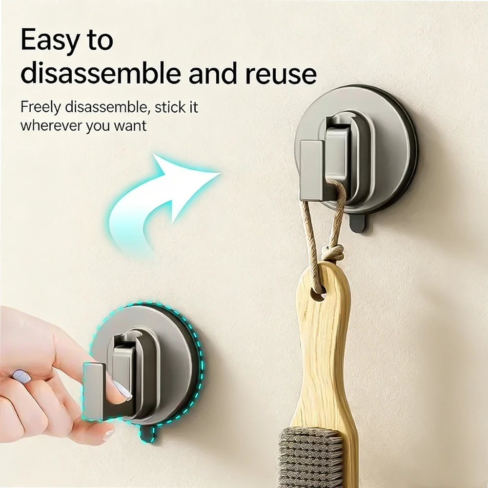 2Pcs Strong Suction Cup Hooks Reusable Vacuum Hook Heavy Duty Wall Mount Hanger For Bathroom Kitchen Glass Towel Robe Clothes Ho view 6