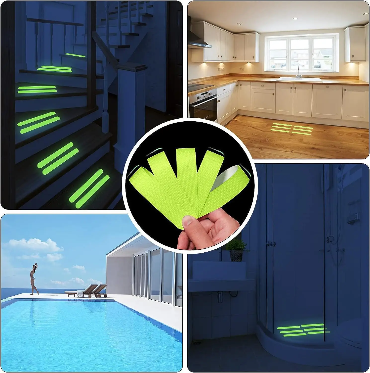 Night Glow Sticker For Stairs Removable High Strength Safety Floors Anti Slip Strips Transparent Shower Stickers Non-fall