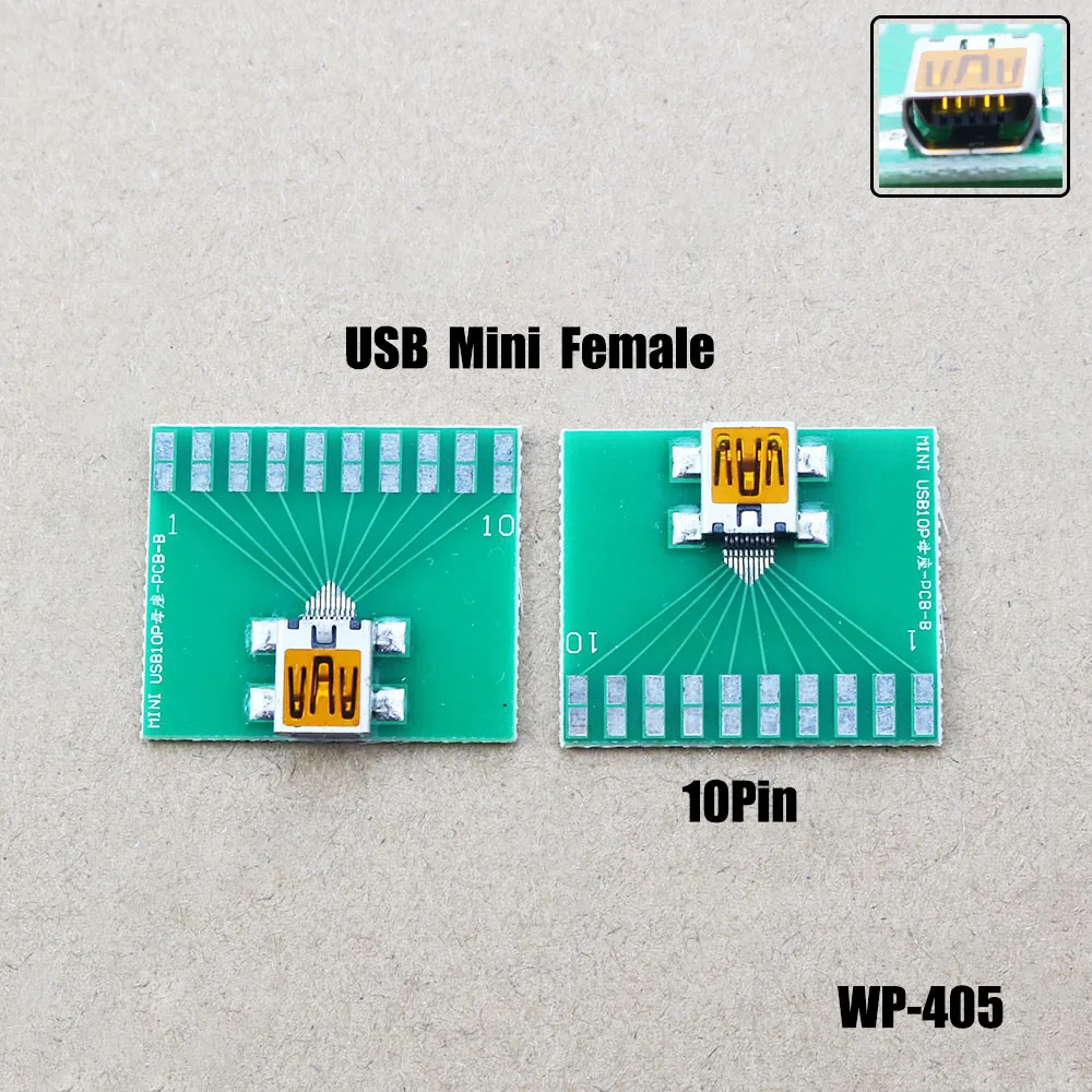 1pcs Mini 10P Female Test Board For Philips Mini USB With PCB Board Test Stand Welding Wire Data Test Board WP-405