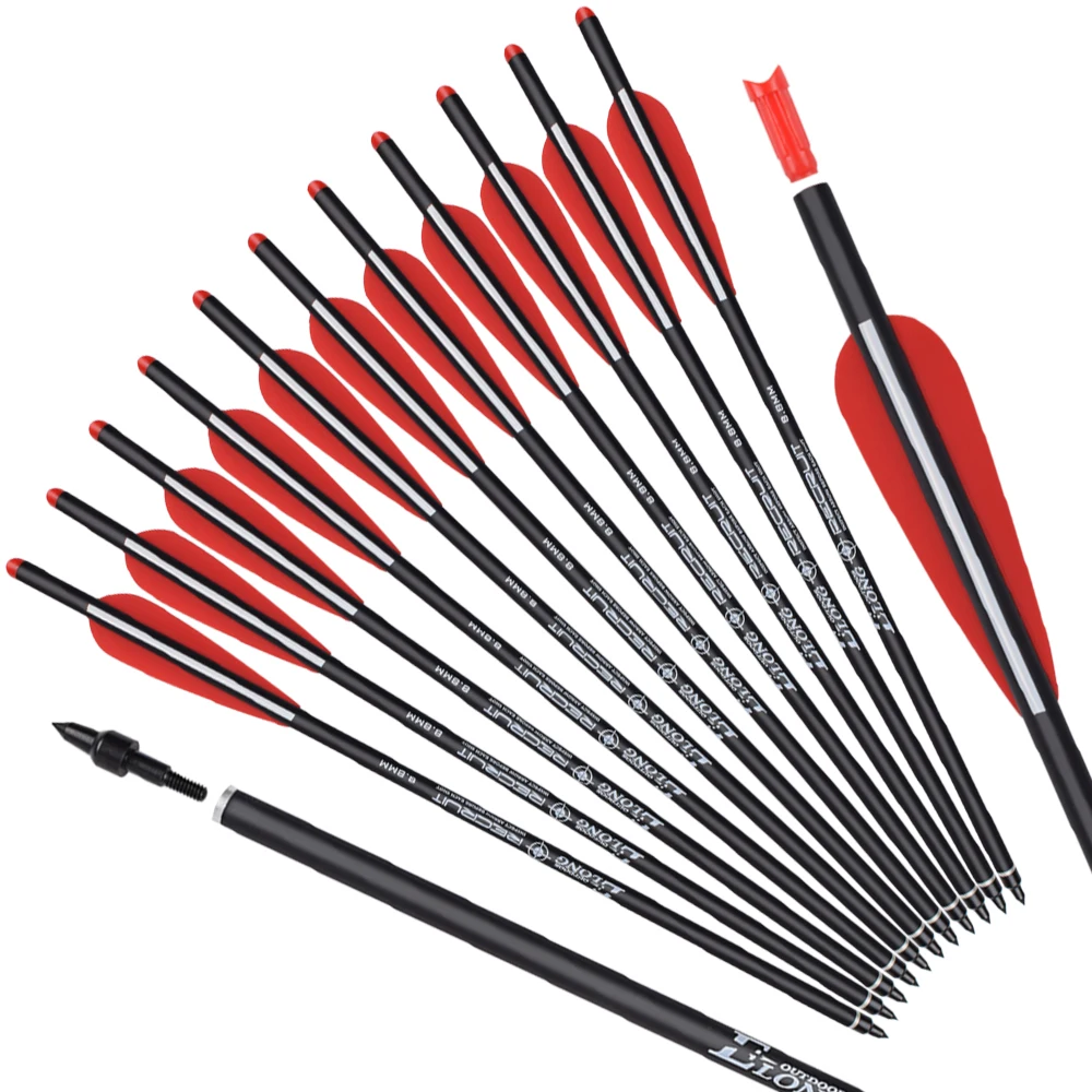 12Pcs Carbon Crossbow BCarbon Crossbow Bolts 16 18 20 22 Inch Archery Arrows Crossbow  with  Replaced Arrowhead Tip