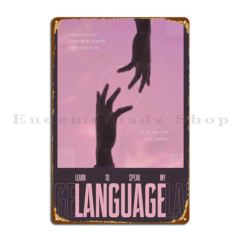 language rose mauve Metal Sign Decoration Wall Mural Wall Decor Customized Cinema Tin Sign Poster