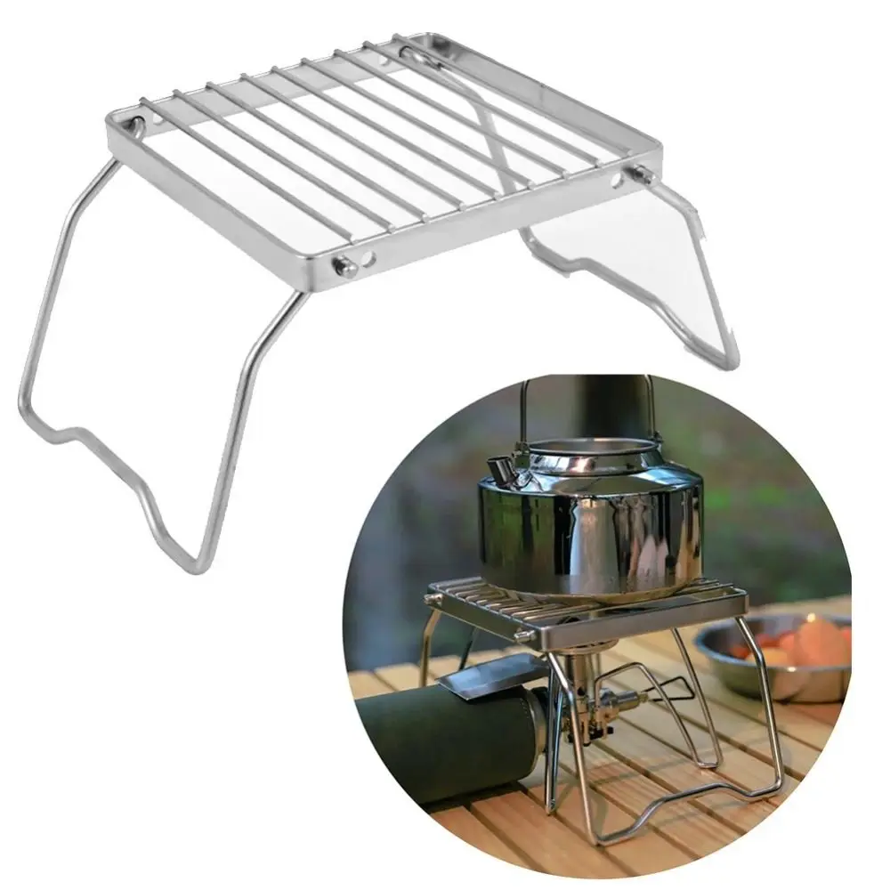 Portable Mini BBQ Grill Rack Outdoor Durable Stainless Steel BBQ Grill Heat-resistant Adjustable Grill Burn-er Stand Camping