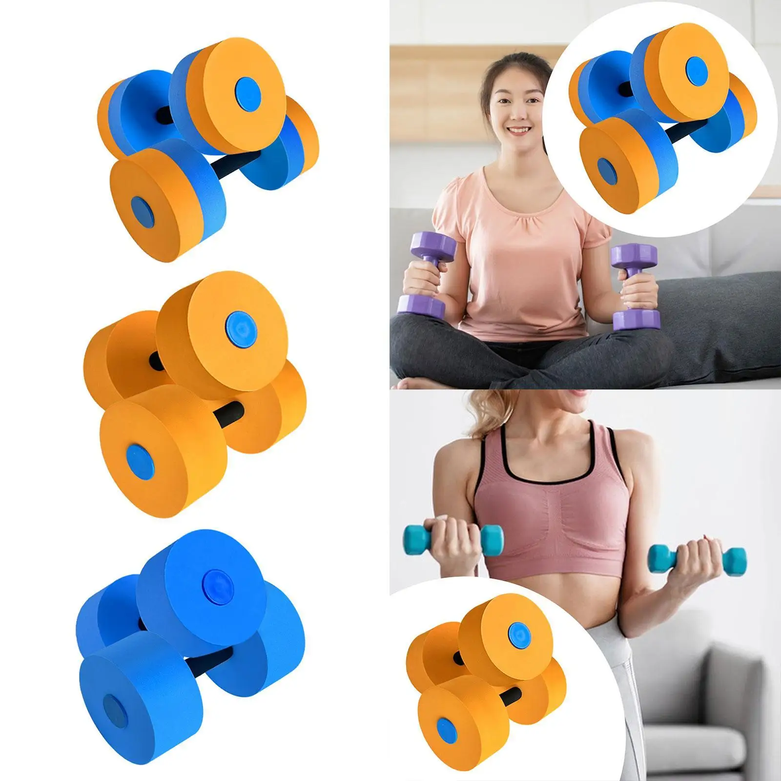 Aquatic Exercise Dumbbells EVA Water Float Dumbbell Portable Swim Weights Pool Fitness Professional Water Aerobic Workouts