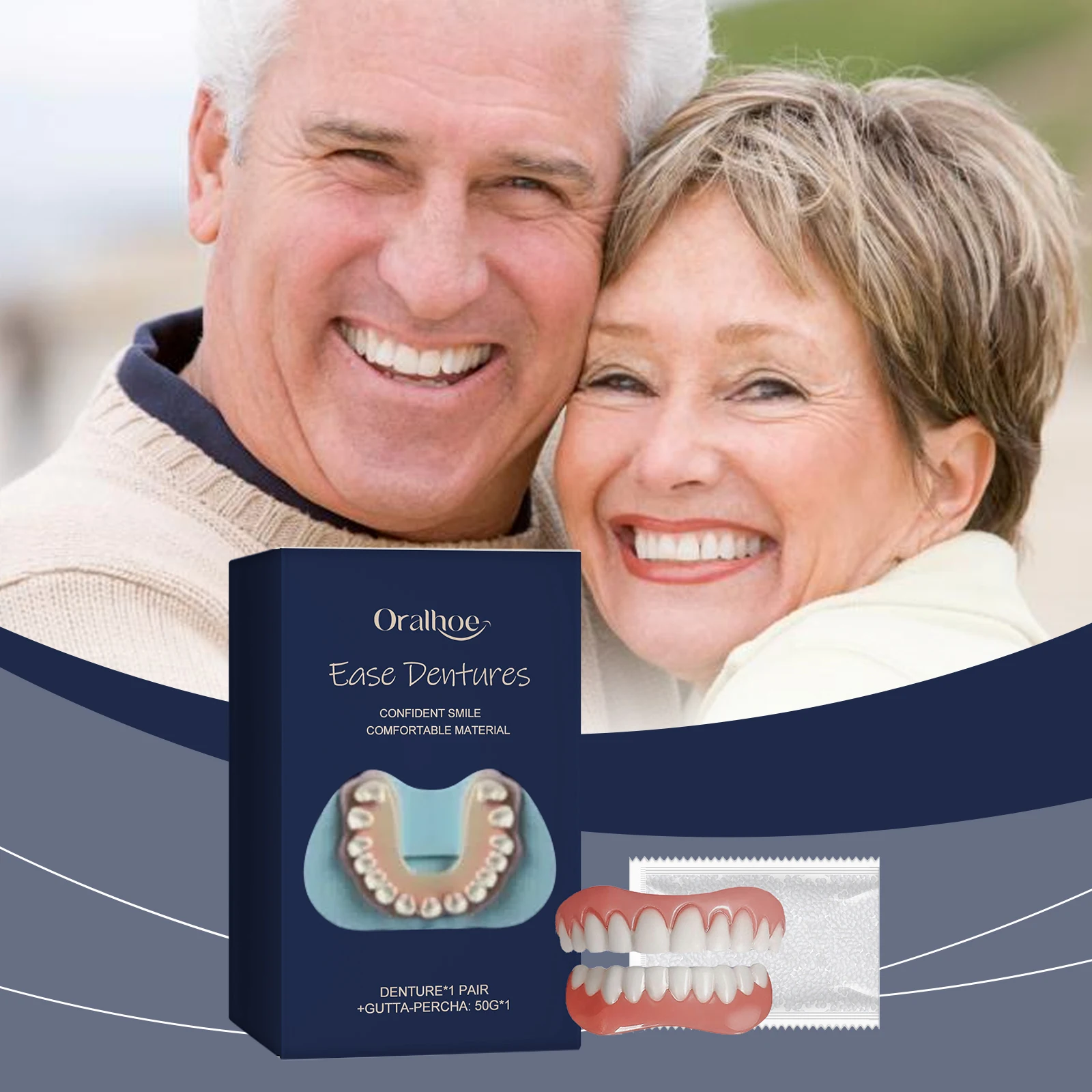 

Snap-on Veneer Dentures: A Teeth Cosmetic Set for Enhancing Smile Comfort, a Denture Kit with Comfortable Material