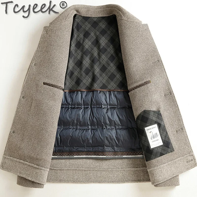 

Tcyeek 61.8% Wool Coat Men Woolen Coats White Goose Down Liner Winter Clothes Strriped Jackets for Man 2024 Casaco Masculino