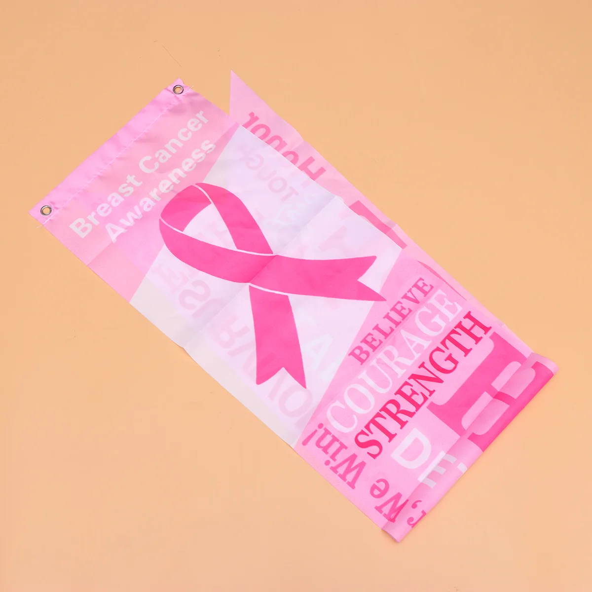 2pcs Banners Breast Cancer Awareness Bunting Pink Ribbon Hanging Flag Health Banner Wall Decor