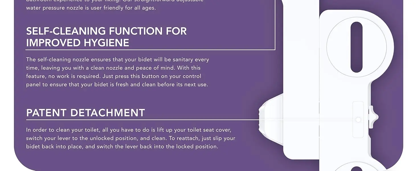 Bidet Attachment for Toilet - Ultra-Slim Self Cleaning Fresh Cold Water Sprayer Bidets for Existing Toilets Seat Baday Beday Badette Bedette with Dual Nozzle for Feminine and Posterior Wash