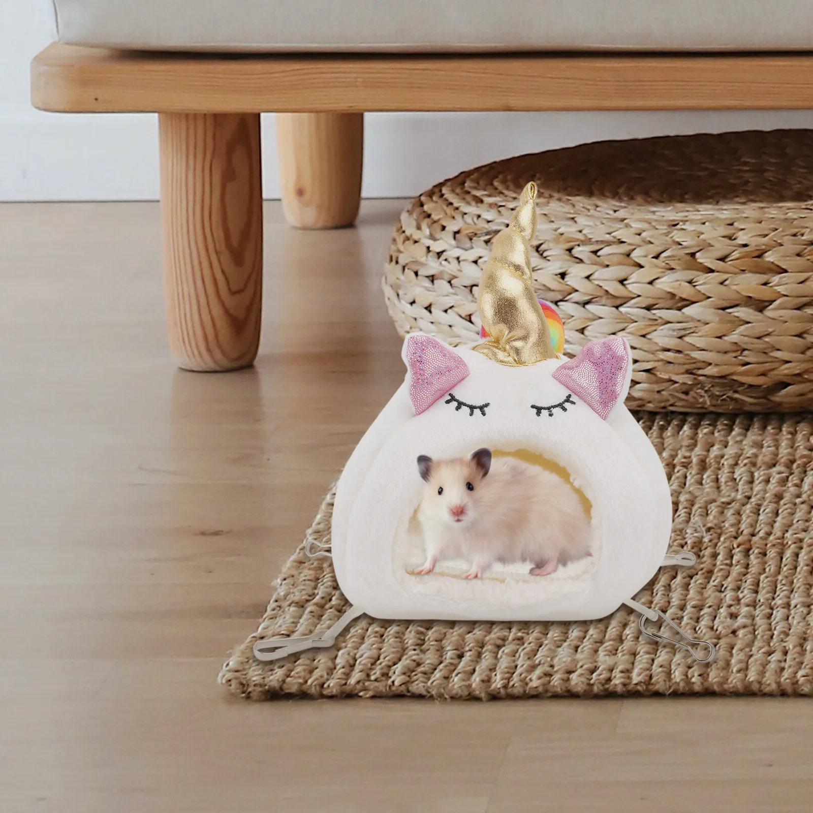 

Unicorn Pet Warm Bed Winter Hamster House Rabbit Squirrel Soft Cozy Nest for Car Small Animal Bed Pet Warm House