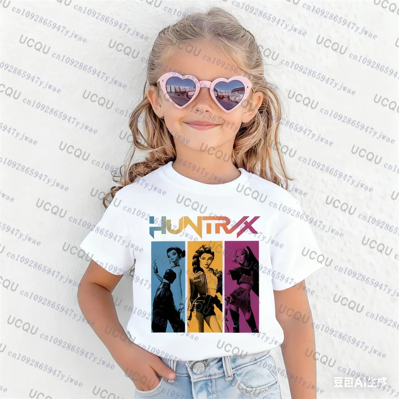 Kpop شيطان الصيادين الوالدين الطفل تي شيرتات قصيرة الاكمام لطيف Kpop شيطان الصيادين التي شيرت Harajuku موضة عادية القطن الاطفال التي شيرت