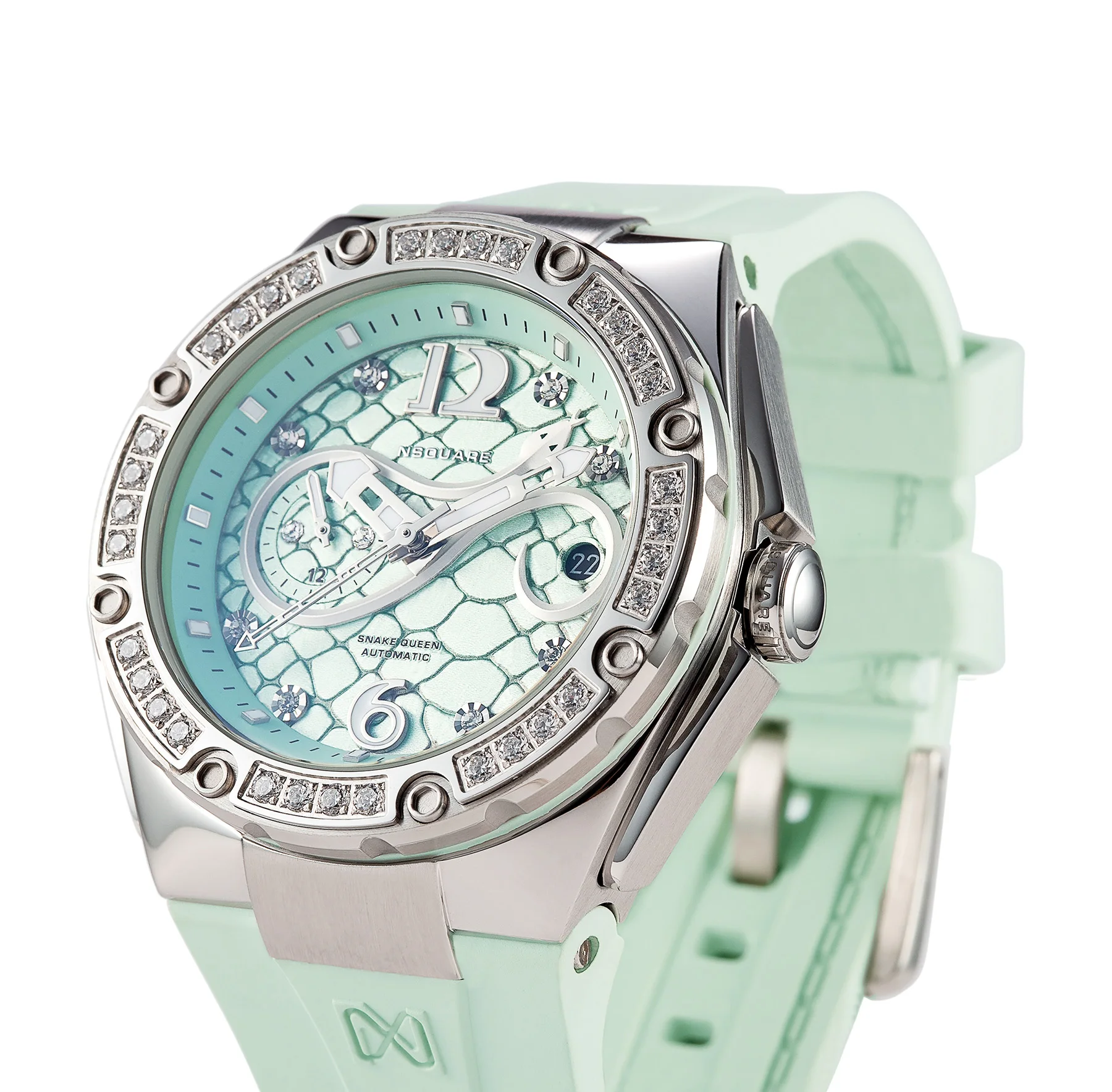 NSquare 自動巻き時計 - N48.1 レディース ラバーストラップ ウォッチ ミニマリスト デザイン 腕時計 防水 高級 ファッション