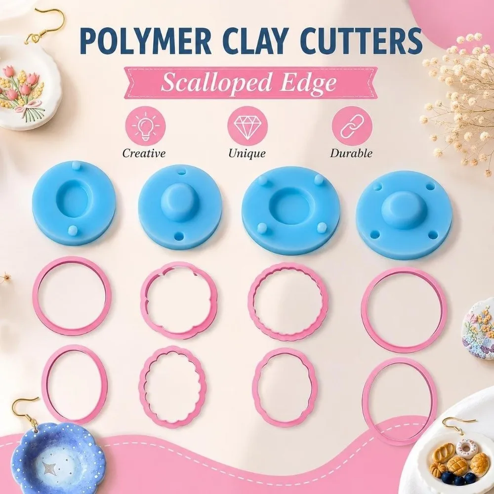 Emporte-pièces en pâte polymère à bord festonné, outils créatifs pour loisirs manuels, moules 3D pour boucles d'oreilles en pâte polymère, outils uniques et durables pour pâte polymère