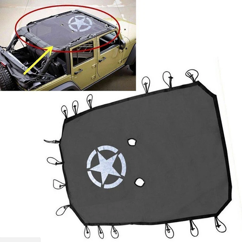 Para 2007-2015 2016 2017 2018 Jeep Wrangler JK 4 puertas parasol Eclipse cubierta superior estrella techo malla proporciona cubierta de protección UV