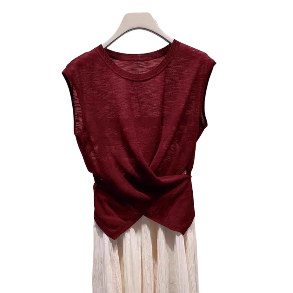 Spring and Summer 2026 New Temperament Elegant Retro Simple Fashion Versatile Sleeveless Top Niche Foreign Versatile Vest