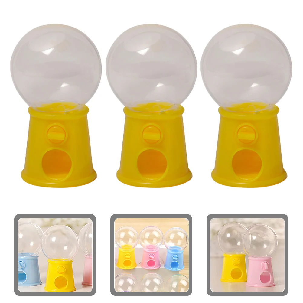 3 Pcs Gumballs Machine Candy Mini Toys Kids Pink Plastic Machines Vending for Grabbing Money Bank