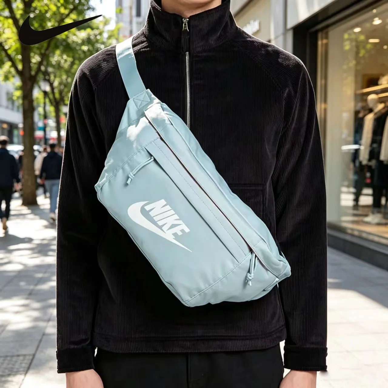 Nike Unisex Crossbody Bag Large Capacity Blue Waist Chest Pack Multi Functional For Fitness Travel And Daily Use BA5751 363
