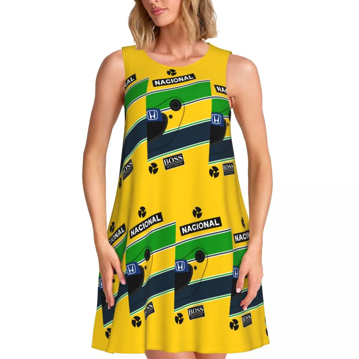 

Женское платье без рукавов на заказ A-Ayrtons Racing Car для пляжных путешествий, пляжное повседневное платье без рукавов