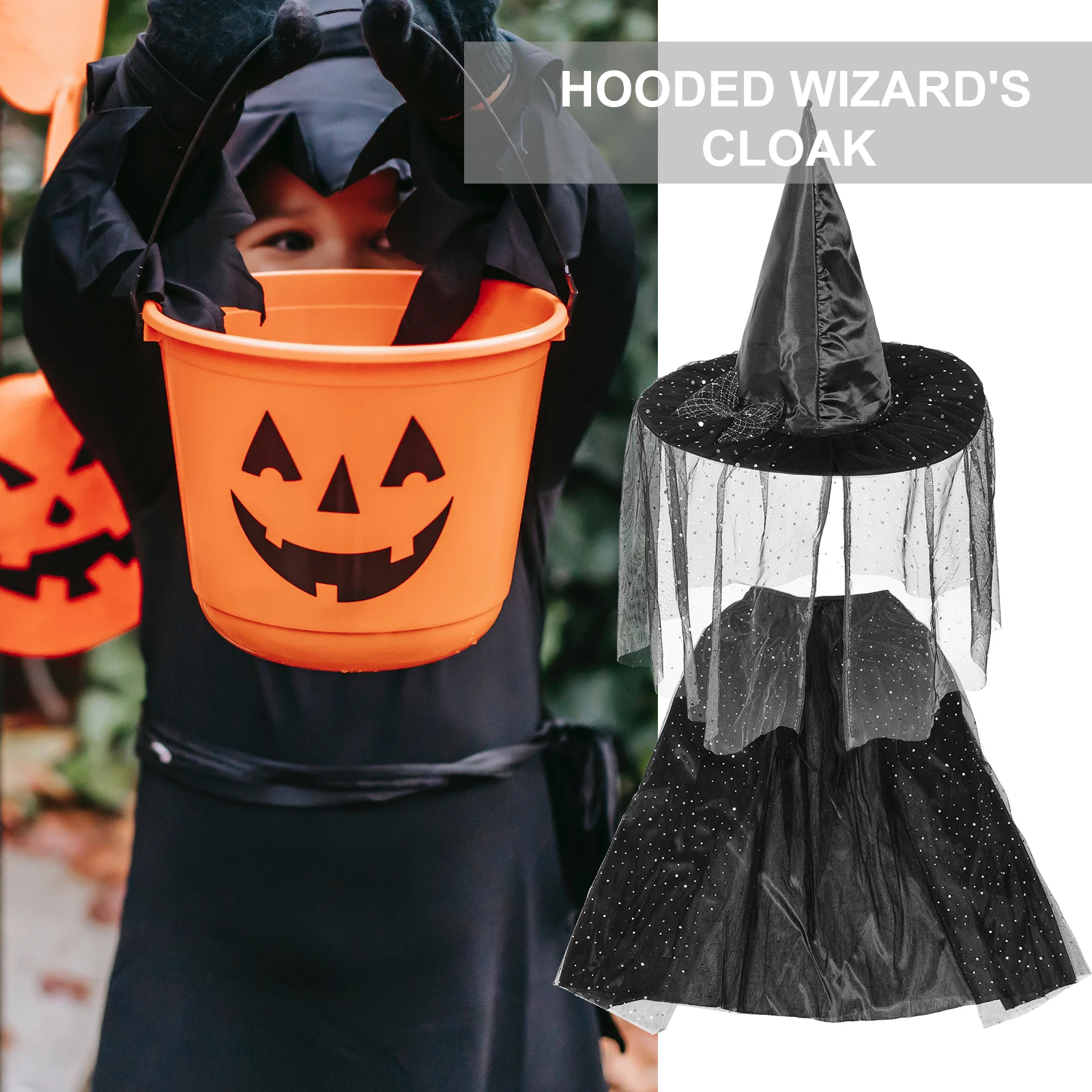 

Pentagram Kids Cape Hat Set Design Comfortable Wear Carnival Costumes Halloween Prop Stage Performance Kids Cloak