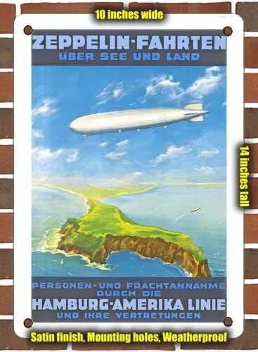 METAL SIGN - 1936 Zeppelin flights over land and sea Hamburg-Amerika Linie