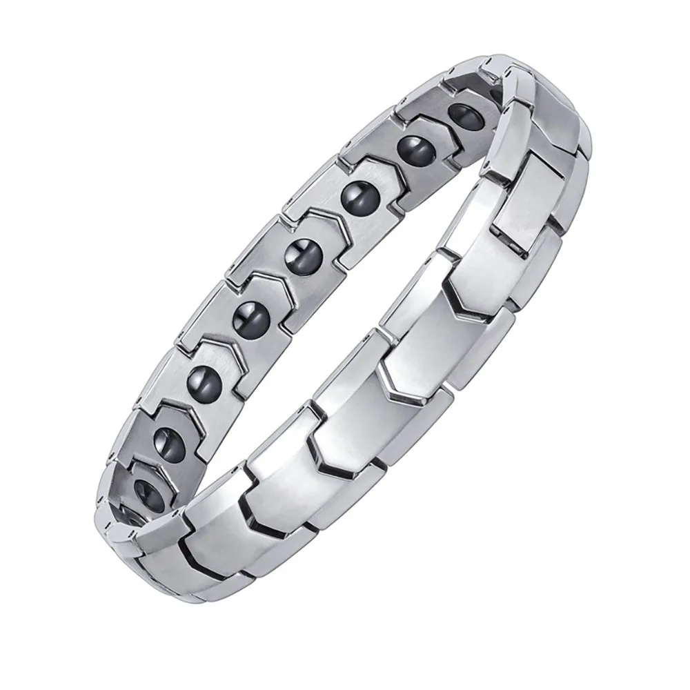 Trendiges 10MM Edelstahl Permanentmagnet Magnetarmband für Damen und Herren Metall HipHop Paar Schmuck Geschenk – Detail 2
