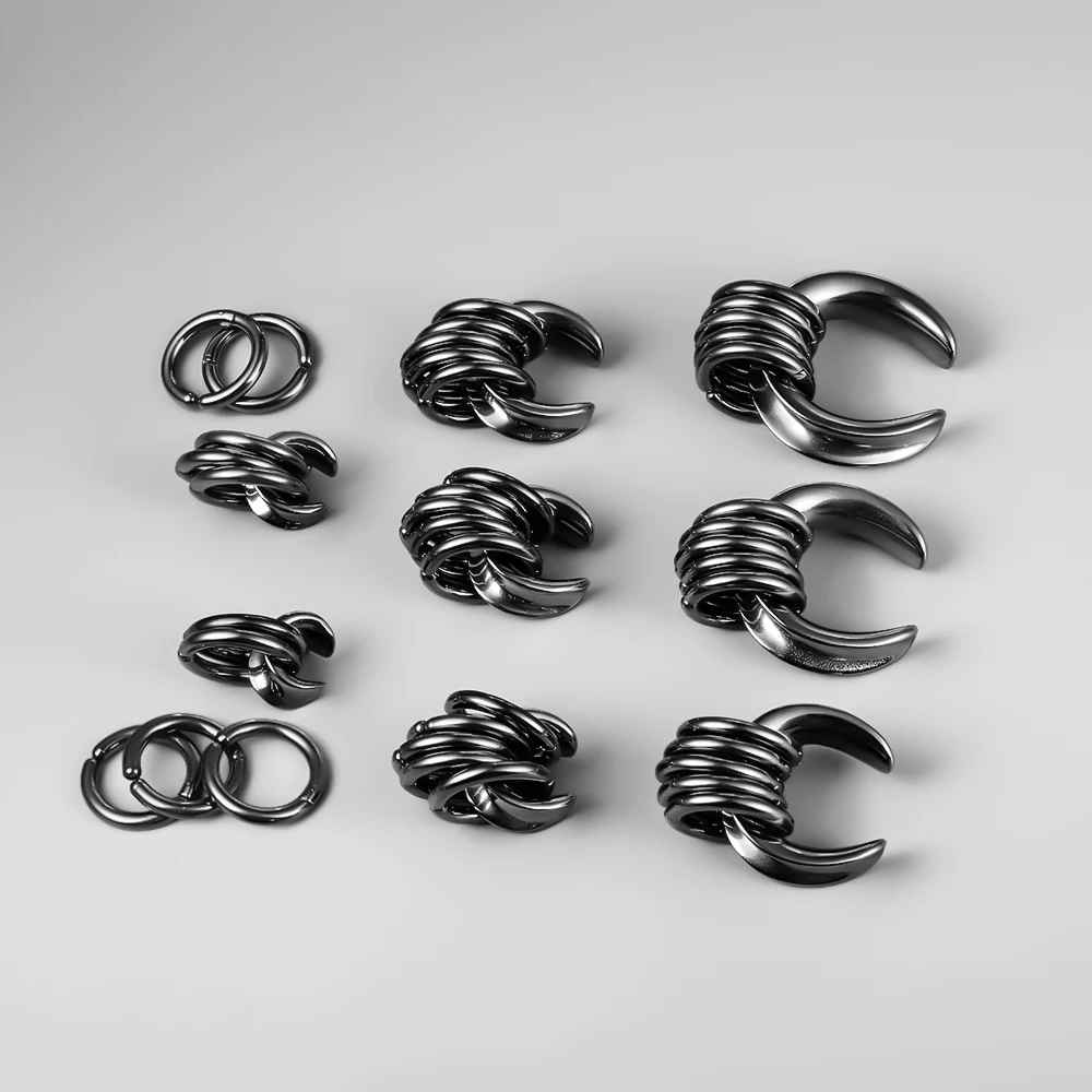 Twolobes 2PCS 316 Stainless Steel Ear Saddles with Loops Expander Piercing Women men Body Jewelry tunnels Stretcher