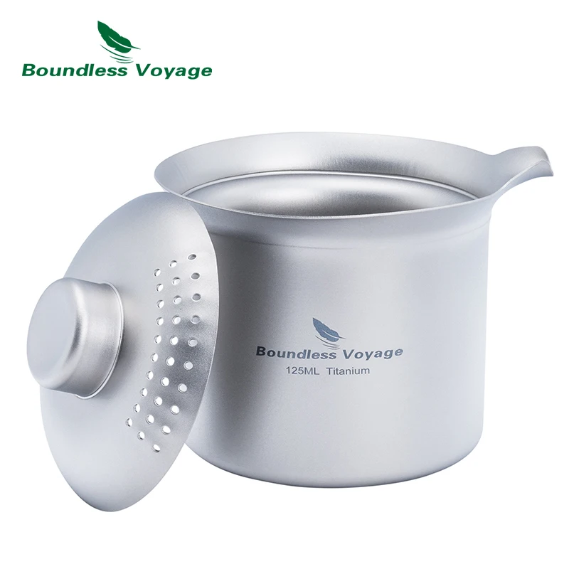 Boundless Voyage Titanium Tea Maker Double-Layer Teacup Lightweight Tea Set Outdoor Camping Portable Tea Pot Portable Travel Cup - Image 2