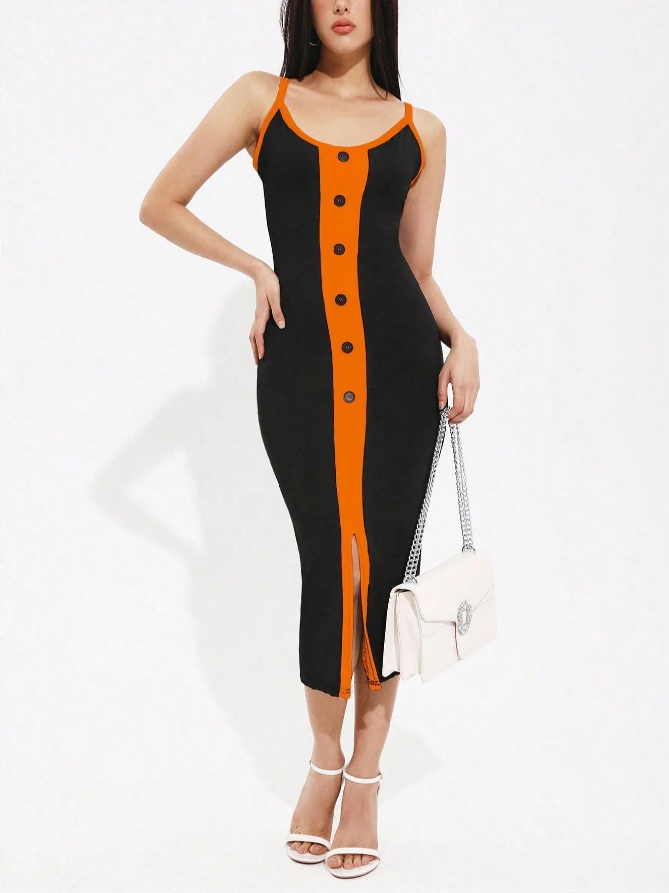 Abito da donna con patchwork color block, abito corto casual senza maniche per l'estate, abbigliamento da donna per l'uso quotidiano