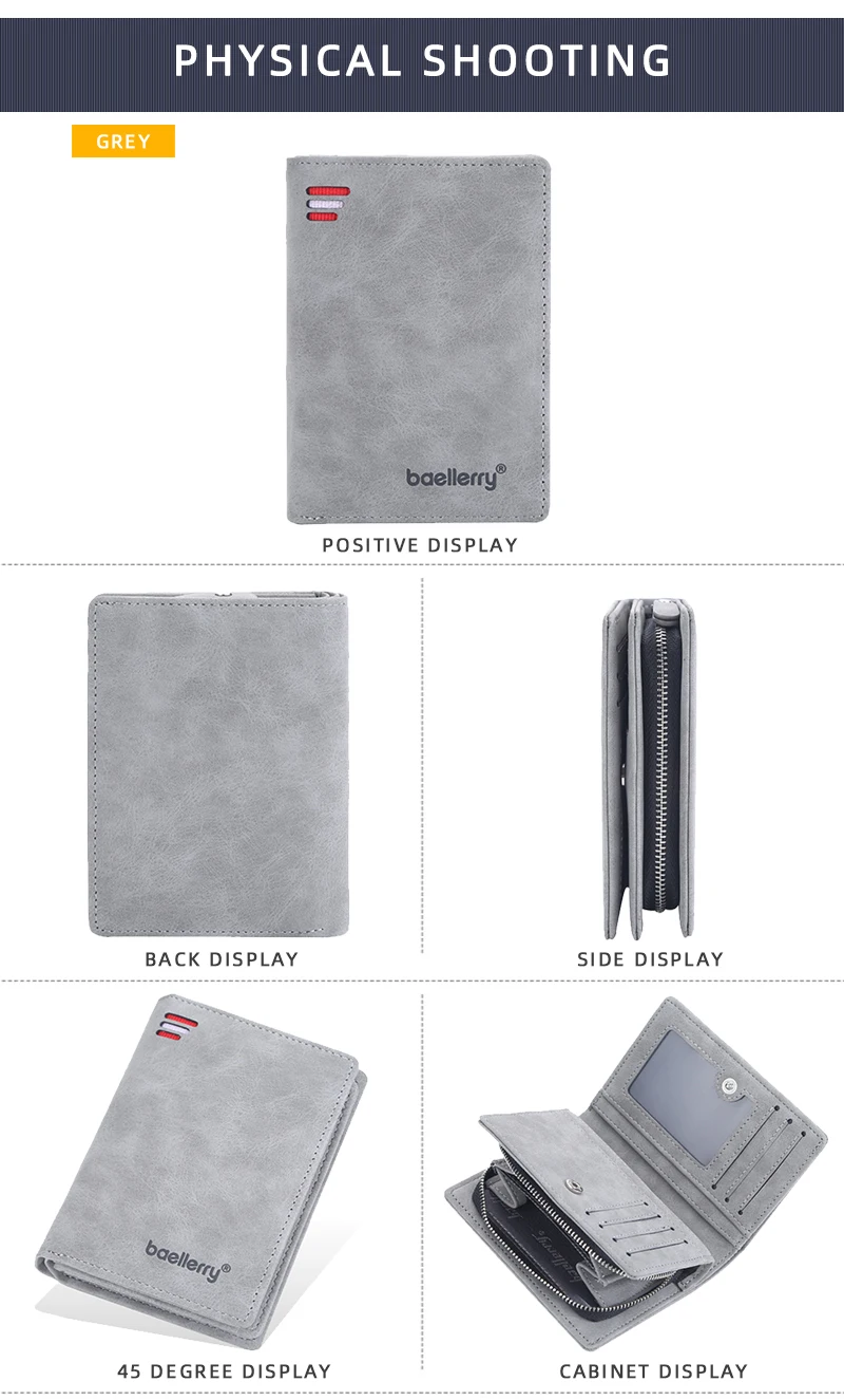 Brand Men PU Leather Short Wallet With Zipper Coin Pocket Vintage Big Capacity Male Short Money Purse Card Holder New