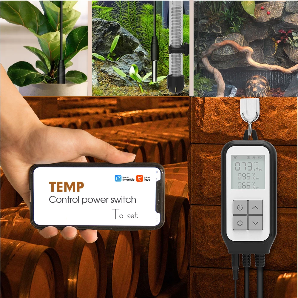 Smart WiFi Reptile Thermostat Outlet Heating Cooling Digital Temperature Controller Sensor Fermenter Brewing Breeding Heat Mat