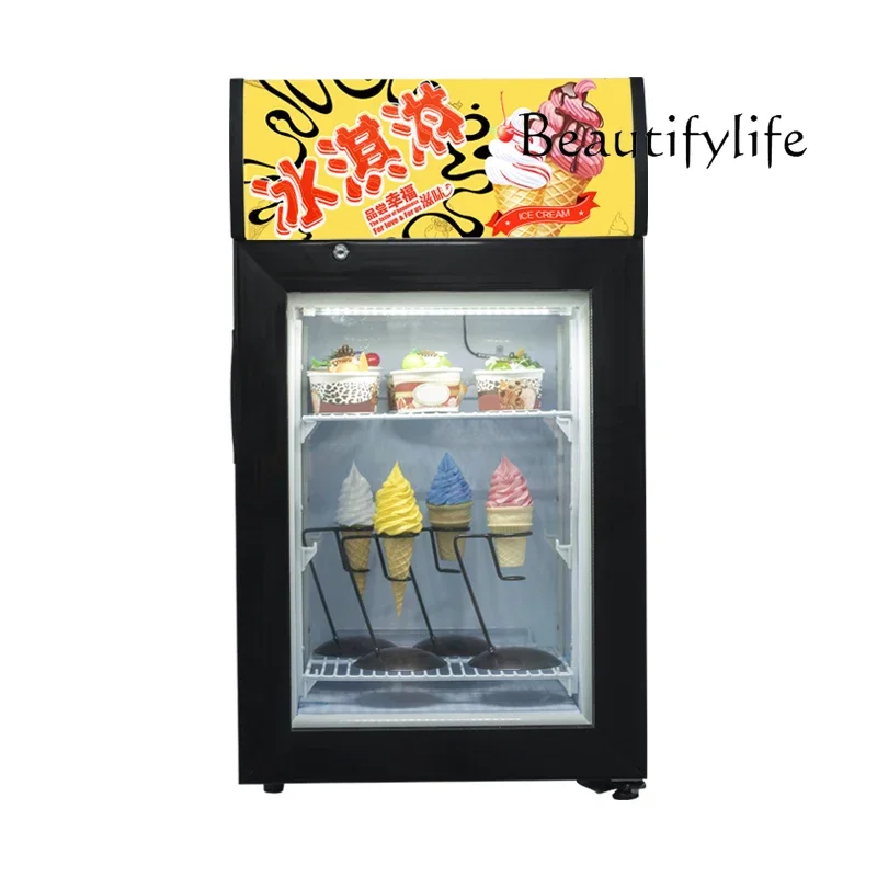 Ice cream freezer display cabinet small commercial vertical refrigerator