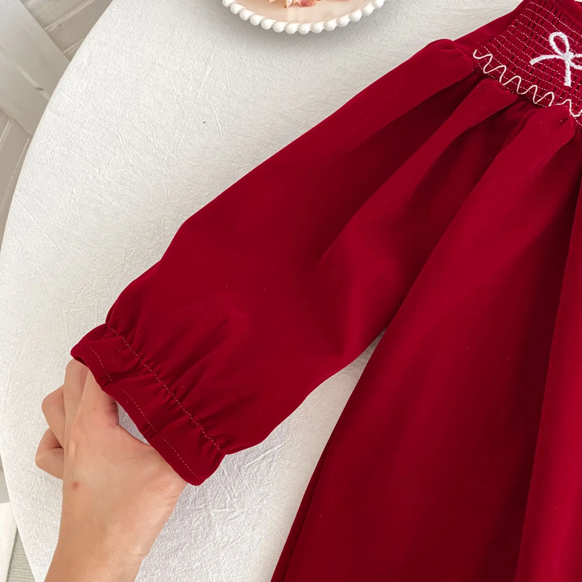 2023 Weihnachten 0-24 M Baby Mädchen Overall Casual Bogen Gestickte Lange Ärmel Neugeborenen Strampler Weihnachten Party Kleinkind nette Kleidung – Detail 3