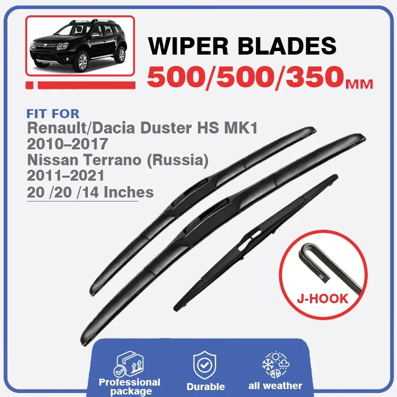 Car Front Rear Wiper Blades Set Kit For Dacia Renault Duster HS MK1 2010 - 2017 Nissan Terrano Windshield Windscreen 20