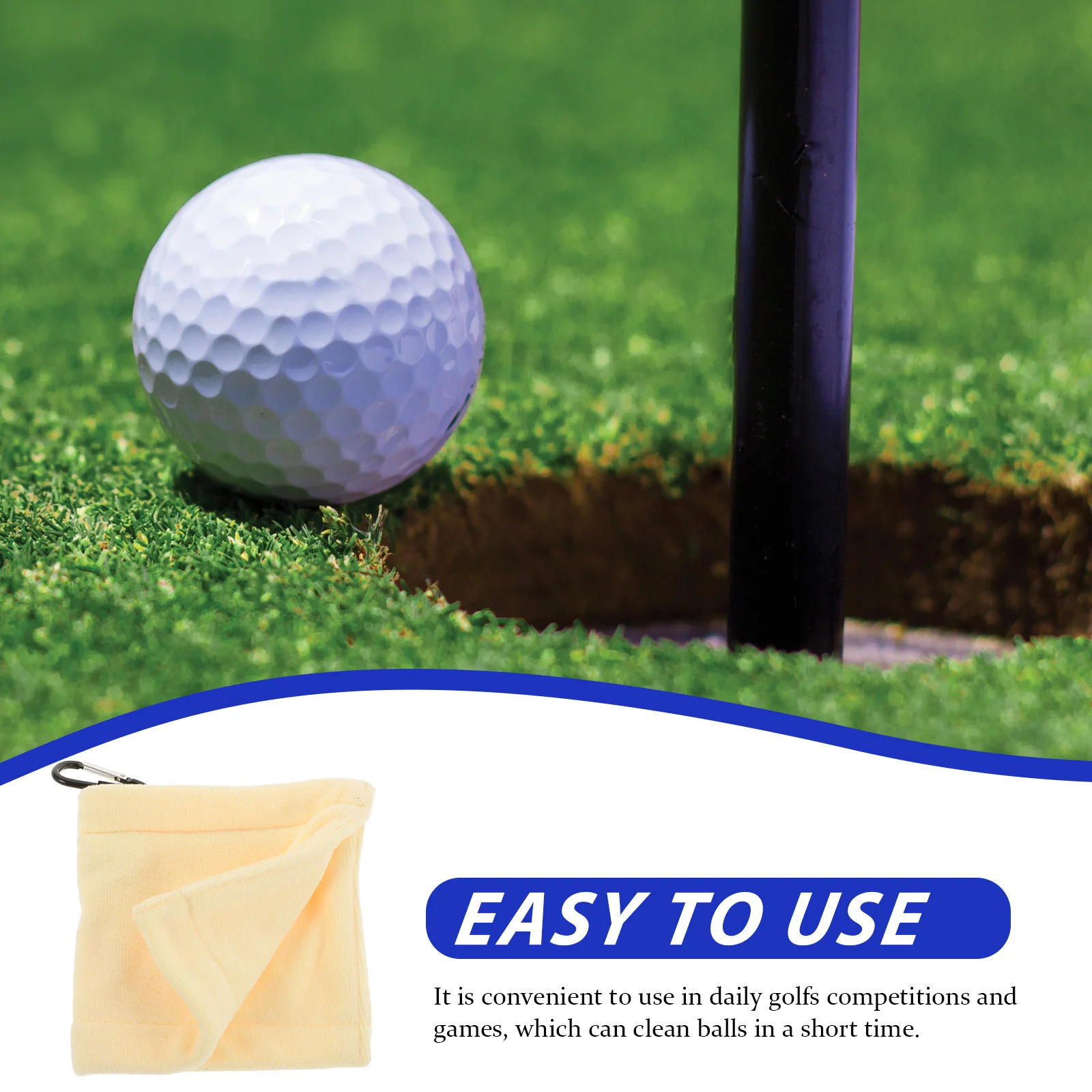 منشفة تنظيف من الألياف الدقيقة لكرات النوادي، منشفة رياضية قابلة للغسل، حقيبة جولف محمولة، ملحقات مناديل جولف خفيفة الوزن ومتينة #5