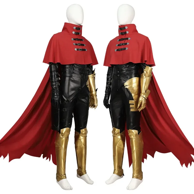 Man FF7 Vincent Valentine Cosplay Costume Leather Top Pants and Accessories Outfit Full Set and Individual Items Are Sold