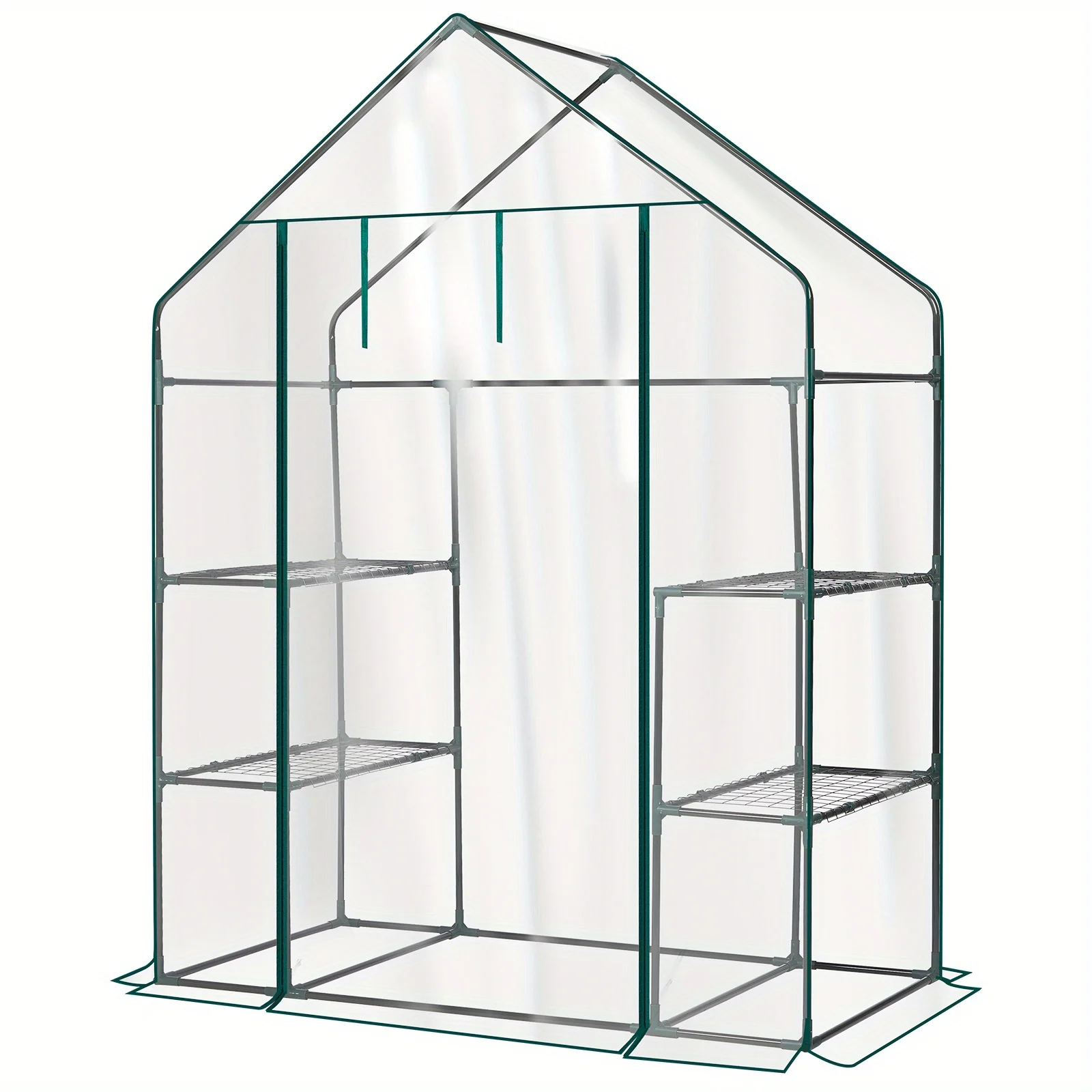 

Walk In Compact Greenhouse, PE Plant Green House Zipper Rolling Door, Portable Outdoor Plant House for Garden Growing Plants