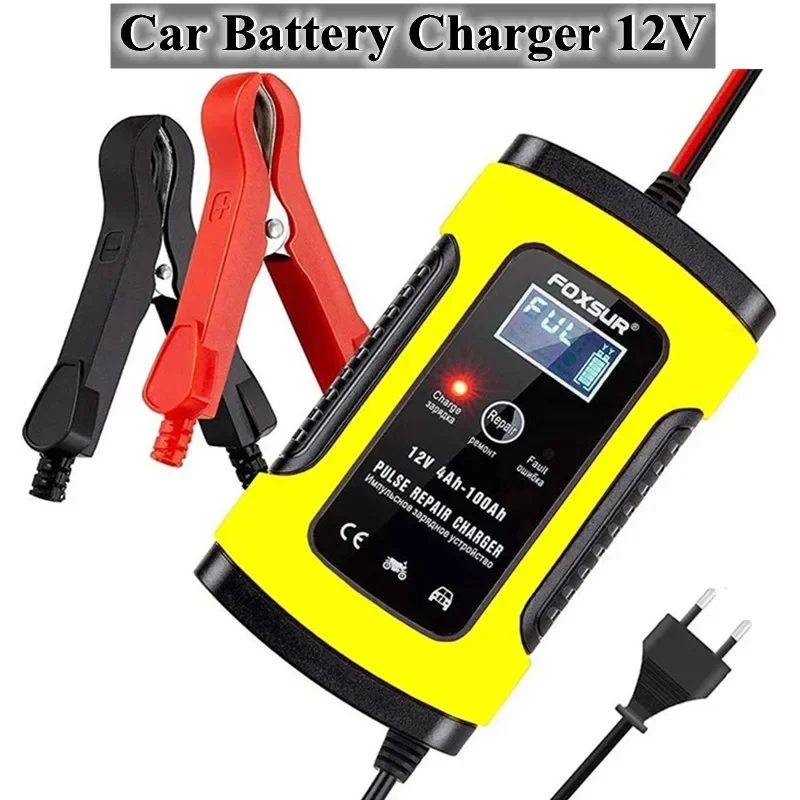 Full Automatic Car Battery Charger 12V Digital Display Battery Charger Power Puls Repair Chargers For AGM GEL Wet Dry Lead Acid