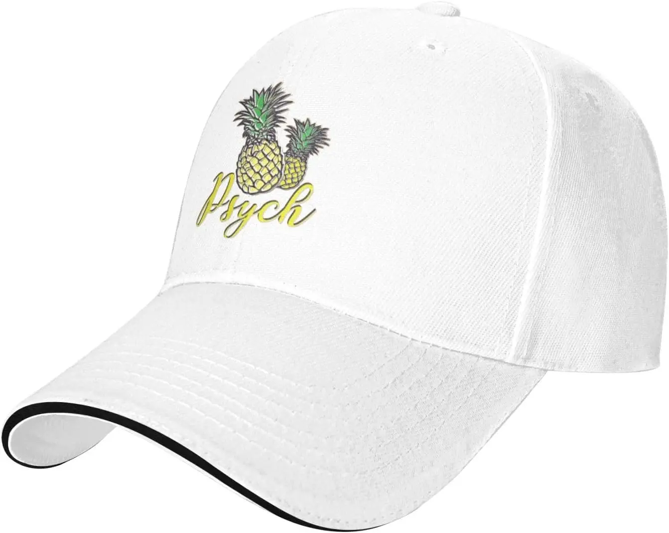 Psych Pineapple Graphic Baseball Cap Polyester Casual Adjustable Sun Protection Baseball Hats