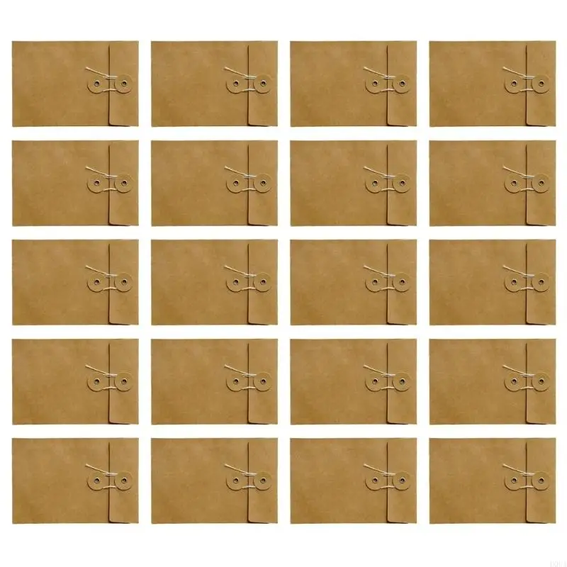 D0UA 20PCS/팩 스트링 타이 클로저 빈티지 브라운 페이퍼 스트링 비즈니스 봉투