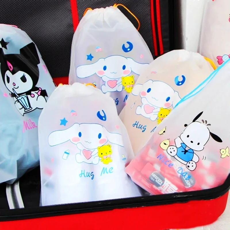 4pcs Anime Sanrios Travel Storage Bag Kuromi MyMelody Cinnamoroll Pochacco Kawaii Portable Underwear Shoes Dust Organizer Pocket